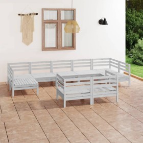 Garden table and high stools 9 pieces solid white pine wood by vidaXL, Garden sets - Ref: Foro24-3083475, Price: 435,99 €, Di...