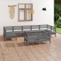 Hoher Gartentisch und Hocker 9 Stk. massives Kiefernholz grau von vidaXL, Gartensets - Ref: Foro24-3083476, Preis: 456,18 €, ...