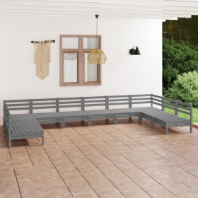 Garden furniture set 10 pieces solid gray pine wood by vidaXL, Garden sets - Ref: Foro24-3083426, Price: 503,99 €, Discount: %