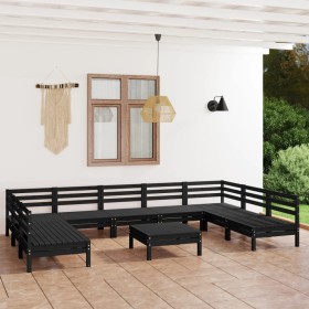 Juego de muebles de jardín 10 pzas madera maciza de pino negro de vidaXL, Conjuntos de jardín - Ref: Foro24-3083423, Precio: ...