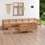 Juego muebles de jardín 10 pzas madera maciza pino marrón miel de vidaXL, Conjuntos de jardín - Ref: Foro24-3083482, Precio: ...