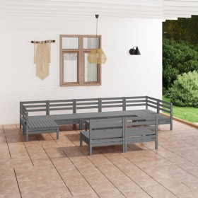 Garden furniture set 10 pieces solid gray pine wood by vidaXL, Garden sets - Ref: Foro24-3083441, Price: 442,99 €, Discount: %