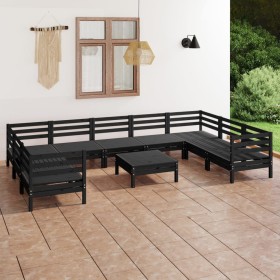 Garden furniture set 10 pieces solid black pine wood by vidaXL, Garden sets - Ref: Foro24-3083543, Price: 507,99 €, Discount: %