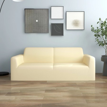 Funda elástica para sillón de 2 plazas poliéster jersey crema de vidaXL, Fundas - Ref: Foro24-332945, Precio: 26,32 €, Descue...