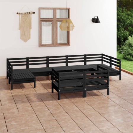 10-piece solid black pine wood garden furniture set by vidaXL, Garden sets - Ref: Foro24-3083483, Price: 508,42 €, Discount: %