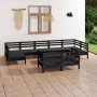 10-piece solid black pine wood garden furniture set by vidaXL, Garden sets - Ref: Foro24-3083483, Price: 507,99 €, Discount: %