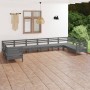 Gartenmöbel-Set 10-teilig aus massivem grauem Kiefernholz von vidaXL, Gartensets - Ref: Foro24-3083546, Preis: 488,57 €, Raba...