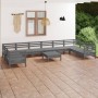 Garden furniture set 11 pieces solid gray pine wood by vidaXL, Garden sets - Ref: Foro24-3083551, Price: 526,24 €, Discount: %