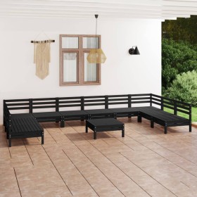 Juego de muebles de jardín 11 piezas madera maciza pino negro de vidaXL, Conjuntos de jardín - Ref: Foro24-3083433, Precio: 4...