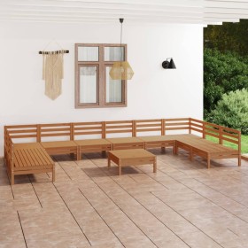 Garden furniture set 11 pieces solid honey brown pine wood by vidaXL, Garden sets - Ref: Foro24-3083432, Price: 479,99 €, Dis...