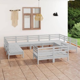 Gartenmöbel-Set 11-teilig aus massivem weißem Kiefernholz von vidaXL, Gartensets - Ref: Foro24-3083485, Preis: 495,99 €, Raba...