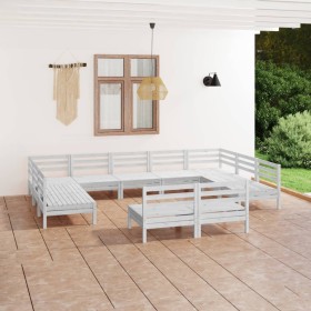 Gartenmöbel-Set 11-teilig aus massivem weißem Kiefernholz von vidaXL, Gartensets - Ref: Foro24-3083445, Preis: 515,99 €, Raba...