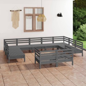 Gartenmöbel-Set 11-teilig aus massivem grauem Kiefernholz von vidaXL, Gartensets - Ref: Foro24-3083486, Preis: 534,99 €, Raba...