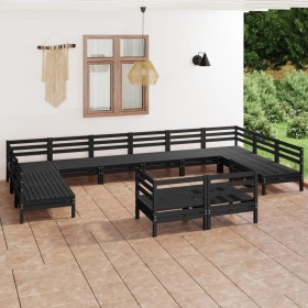 Gartenmöbel-Set 12-teilig aus massivem schwarzem Kiefernholz von vidaXL, Gartensets - Ref: Foro24-3083498, Preis: 615,90 €, R...