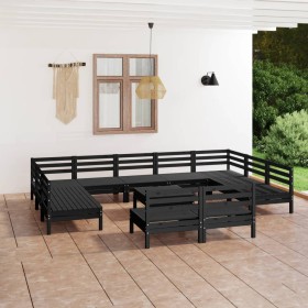 Gartenmöbel-Set 12-teilig aus massivem schwarzem Kiefernholz von vidaXL, Gartensets - Ref: Foro24-3083453, Preis: 586,22 €, R...