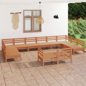 Juego muebles de jardín 12 pzas madera maciza pino marrón miel de vidaXL, Conjuntos de jardín - Ref: Foro24-3083497, Precio: ...