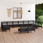 Gartenmöbel-Set 12-teilig aus massivem schwarzem Kiefernholz von vidaXL, Gartensets - Ref: Foro24-3083458, Preis: 602,68 €, R...