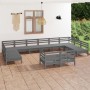 Juego de muebles de jardín 12 piezas madera maciza de pino gris de vidaXL, Conjuntos de jardín - Ref: Foro24-3083496, Precio:...