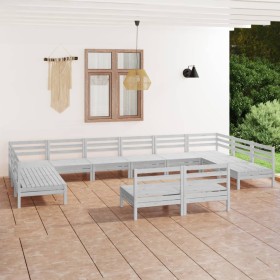 12-piece solid white pine wood garden furniture set by vidaXL, Garden sets - Ref: Foro24-3083455, Price: 604,77 €, Discount: %