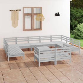 Gartenmöbel-Set 12-teilig aus massivem weißem Kiefernholz von vidaXL, Gartensets - Ref: Foro24-3083490, Preis: 556,99 €, Raba...