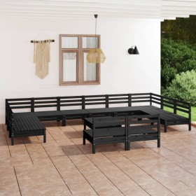 Gartenmöbel-Set 13-teilig aus massivem schwarzem Kiefernholz von vidaXL, Gartensets - Ref: Foro24-3083463, Preis: 657,88 €, R...