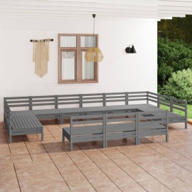 Garden furniture set 13 pieces solid gray pine wood by vidaXL, Garden sets - Ref: Foro24-3083466, Price: 630,82 €, Discount: %