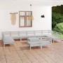 13-piece solid white pine wood garden furniture set by vidaXL, Garden sets - Ref: Foro24-3083460, Price: 640,59 €, Discount: %