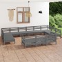 Juego de muebles de jardín 13 piezas madera maciza de pino gris de vidaXL, Conjuntos de jardín - Ref: Foro24-3083506, Precio:...