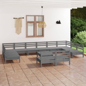 Juego de muebles de jardín 13 piezas madera maciza de pino gris de vidaXL, Conjuntos de jardín - Ref: Foro24-3083461, Precio:...