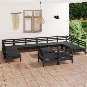 Garden furniture set 13 pieces solid black pine wood by vidaXL, Garden sets - Ref: Foro24-3083503, Price: 597,23 €, Discount: %