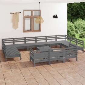 Gartenmöbel-Set 14-teilig aus massivem grauem Kiefernholz von vidaXL, Gartensets - Ref: Foro24-3083511, Preis: 631,83 €, Raba...