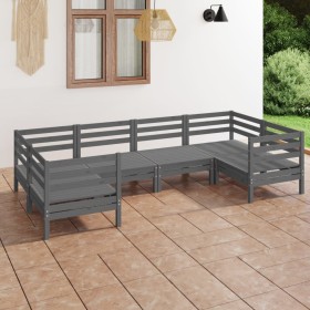 Garden table and high stools 6 pieces solid gray pine wood by vidaXL, Garden sets - Ref: Foro24-3083516, Price: 322,09 €, Dis...