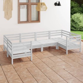 Gartenmöbel-Set 6-teilig aus massivem weißem Kiefernholz von vidaXL, Gartensets - Ref: Foro24-3083515, Preis: 259,99 €, Rabat...