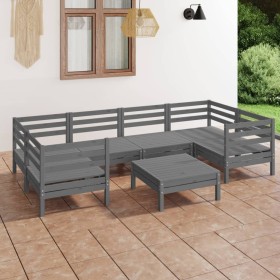 Juego de muebles de jardín 7 piezas madera maciza de pino gris de vidaXL, Conjuntos de jardín - Ref: Foro24-3083521, Precio: ...