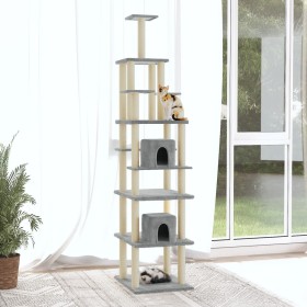 Rascador para gatos con postes de sisal gris claro 216 cm de vidaXL, Mobiliario para gatos - Ref: Foro24-171528, Precio: 81,6...