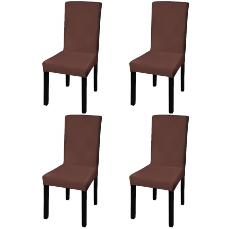 Elastic straight chair cover 4 units brown by vidaXL, Covers - Ref: Foro24-131426, Price: 17,11 €, Discount: %