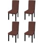 Elastic straight chair cover 4 units brown by vidaXL, Covers - Ref: Foro24-131426, Price: 17,11 €, Discount: %