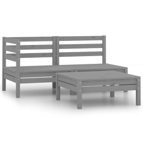 Set of 3-piece solid pine wood garden furniture in gray. by vidaXL, Garden sets - Ref: Foro24-806599, Price: 111,99 €, Discou...