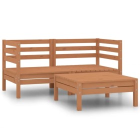 Set de muebles de jardín 3 pzas madera maciza pino marrón miel de vidaXL, Conjuntos de jardín - Ref: Foro24-806605, Precio: 1...