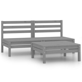 Set of 3-piece solid pine wood garden furniture in gray. by vidaXL, Garden sets - Ref: Foro24-806614, Price: 106,24 €, Discou...