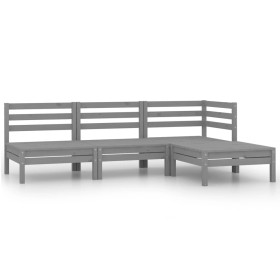 Gartenmöbel-Set 4-teilig aus massivem grauem Kiefernholz von vidaXL, Gartensets - Ref: Foro24-806619, Preis: 144,69 €, Rabatt: %