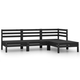 Conjunto de muebles de jardín 4 piezas madera maciza pino negro de vidaXL, Conjuntos de jardín - Ref: Foro24-806621, Precio: ...