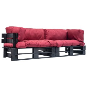 2 Stk. Gartenpalettensofas mit Kissen aus rotem Kiefernholz von vidaXL, Outdoor-Sofas - Ref: Foro24-277419, Preis: 203,99 €, ...