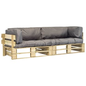 2-piece garden pallet sofas with gray pine wood cushions by vidaXL, Outdoor sofas - Ref: Foro24-275297, Price: 305,99 €, Disc...