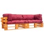 Garden sofas made of 2 pallets with red cushions, pine wood. by vidaXL, Outdoor sofas - Ref: Foro24-277452, Price: 217,09 €, ...