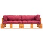 Garden sofas made of 2 pallets with red cushions, pine wood. by vidaXL, Outdoor sofas - Ref: Foro24-277452, Price: 207,99 €, ...