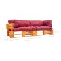 Garden sofas made of 2 pallets with red cushions, pine wood. by vidaXL, Outdoor sofas - Ref: Foro24-277452, Price: 207,99 €, ...