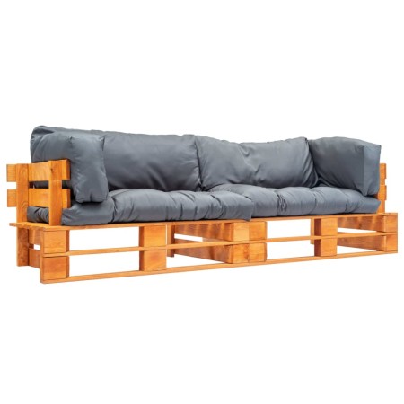 2 Stück Paletten-Gartensofas mit grauen Kiefernholzkissen von vidaXL, Outdoor-Sofas - Ref: Foro24-277451, Preis: 270,79 €, Ra...