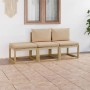 Set de muebles de jardín 3 piezas con cojines beige de vidaXL, Conjuntos de jardín - Ref: Foro24-3065026, Precio: 179,31 €, D...