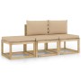 Set de muebles de jardín 3 piezas con cojines beige de vidaXL, Conjuntos de jardín - Ref: Foro24-3065026, Precio: 179,31 €, D...